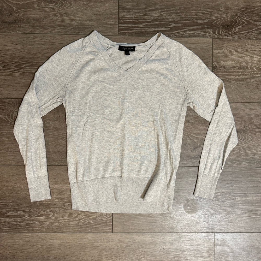 Banana Republic Silk Cotton V-Neck Sweater